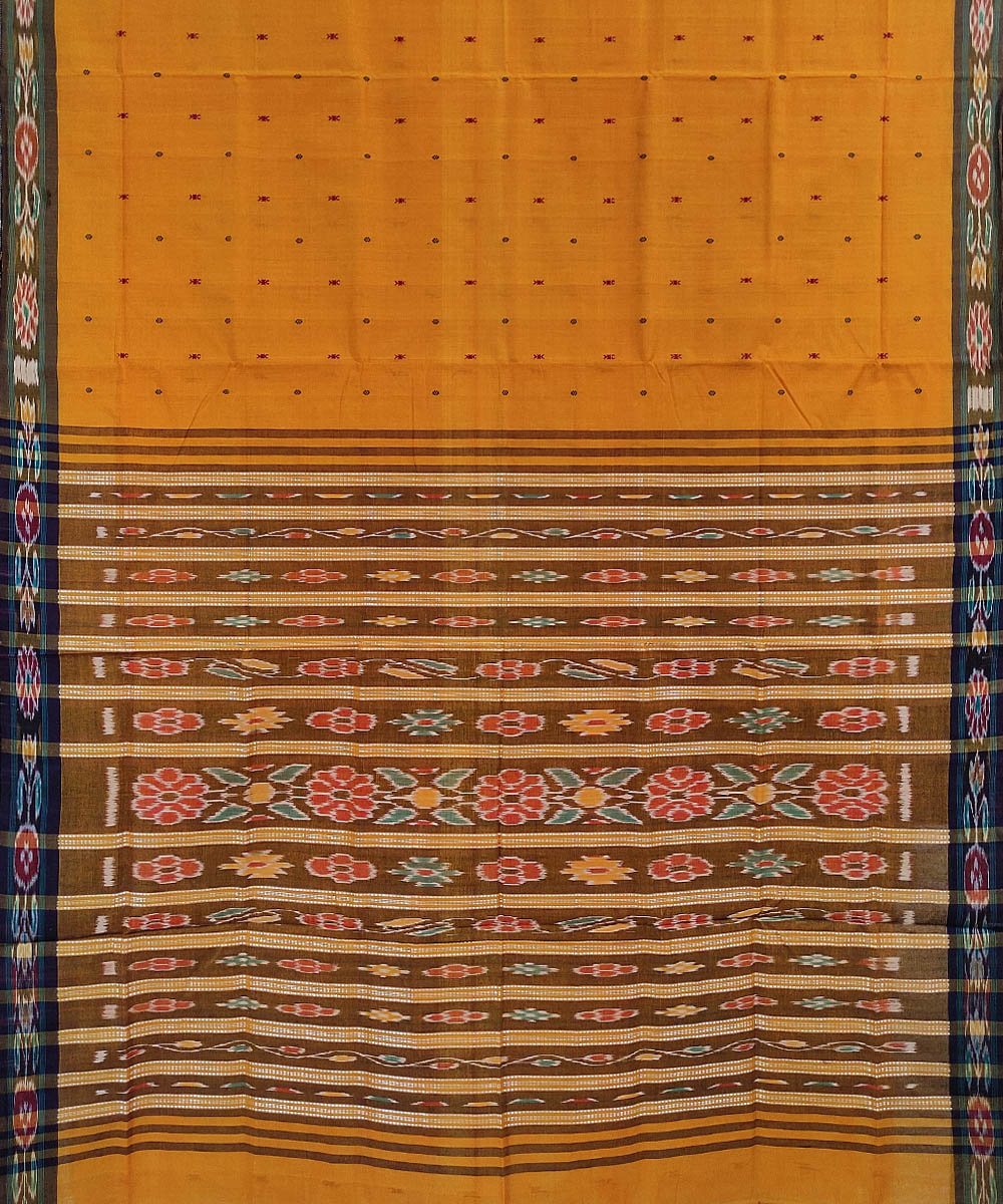 Yellow handwoven cotton odisha ikat saree