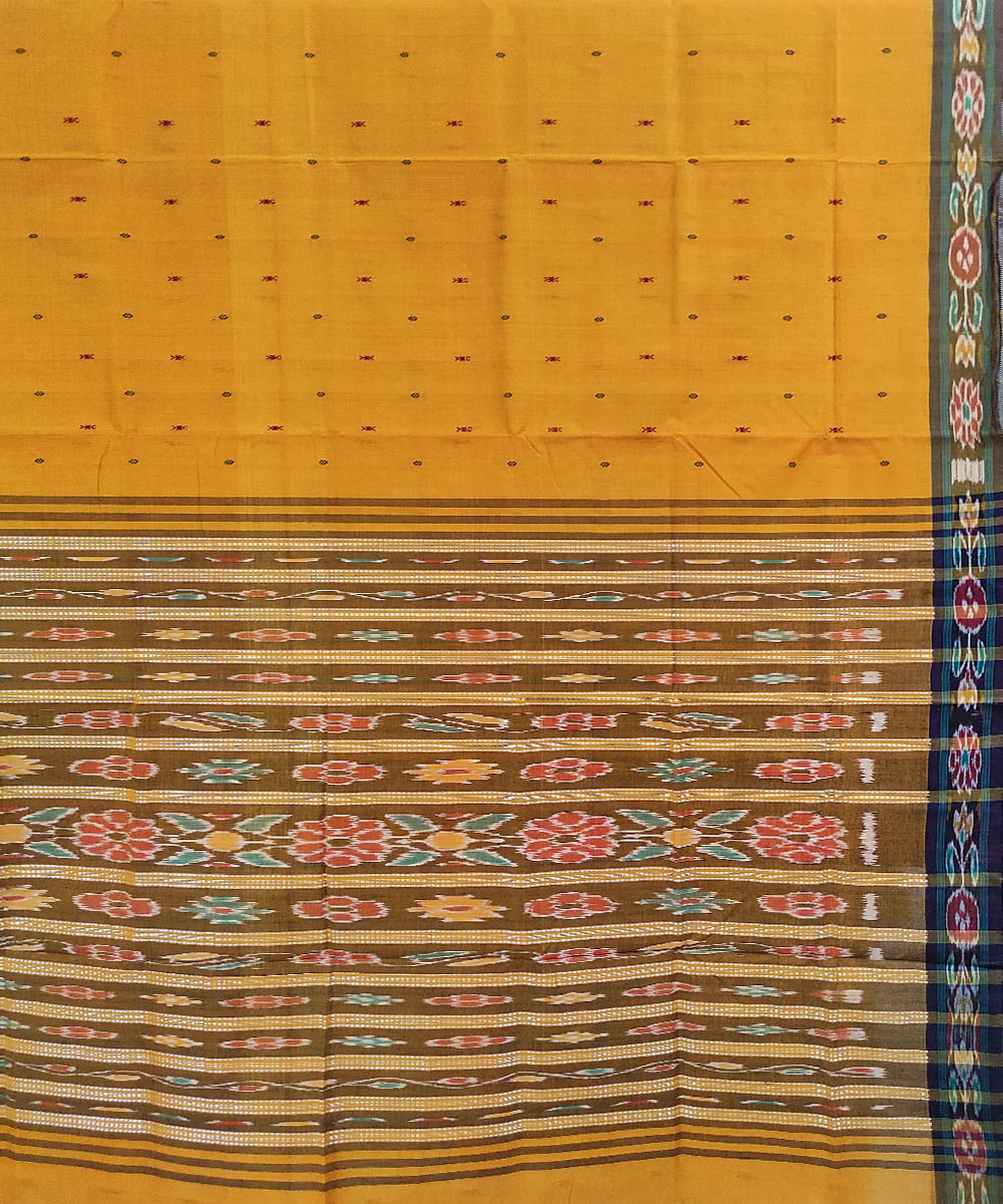 Yellow handwoven cotton odisha ikat saree