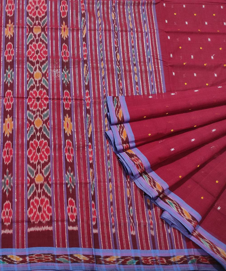Maroon handwoven cotton odisha ikat saree