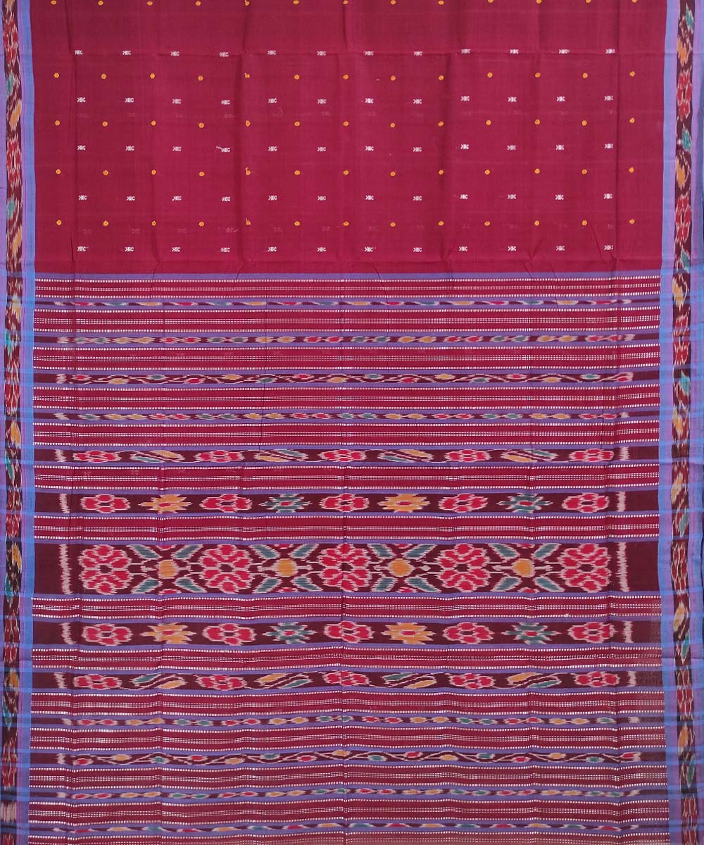 Maroon handwoven cotton odisha ikat saree