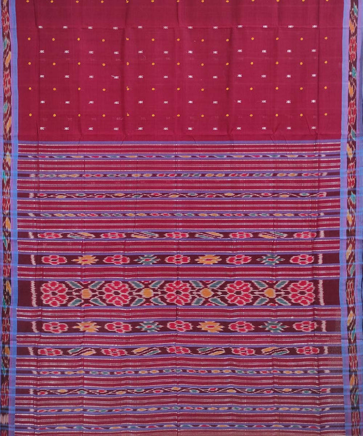 Maroon handwoven cotton odisha ikat saree