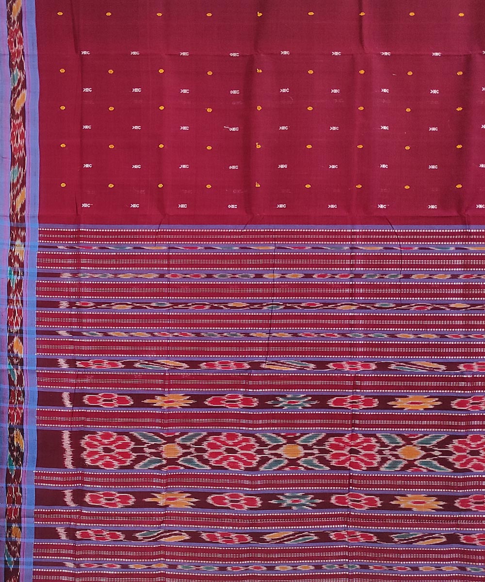 Maroon handwoven cotton odisha ikat saree