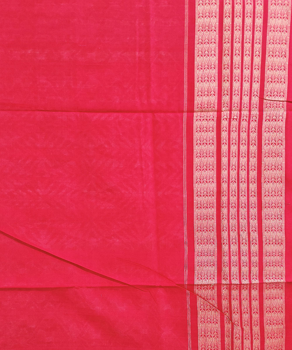 Grey red handwoven cotton sambalpuri saree