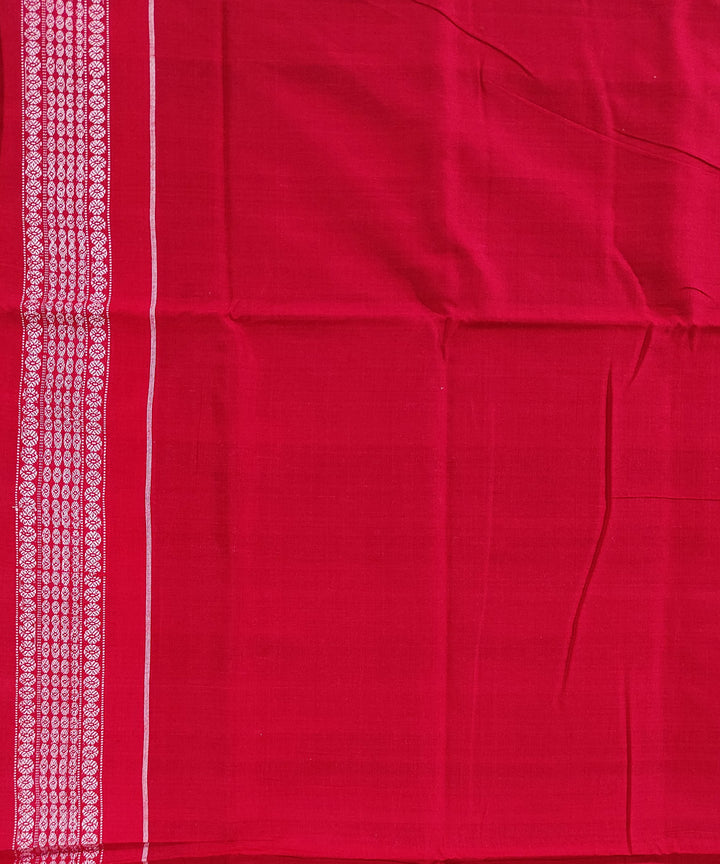 Maroon red hand woven cotton sambalpuri saree