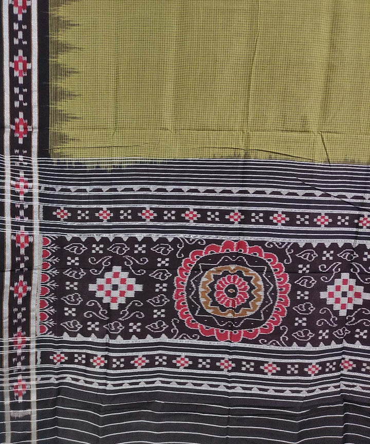 Olive green black handwoven cotton nuapatna saree