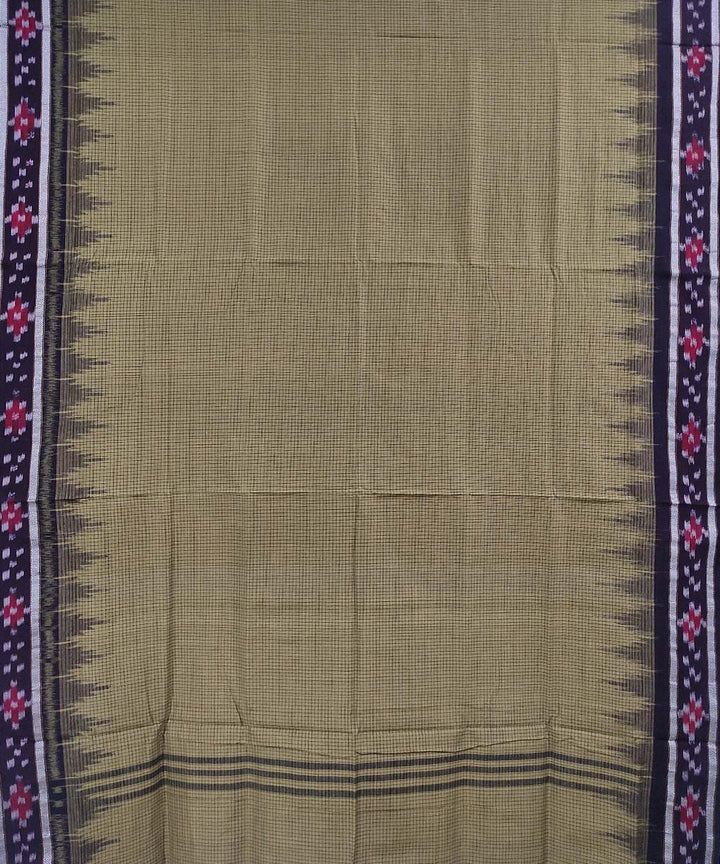 Olive green black handwoven cotton nuapatna saree
