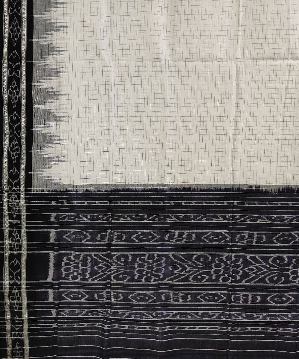 White black handwoven cotton nuapatna saree