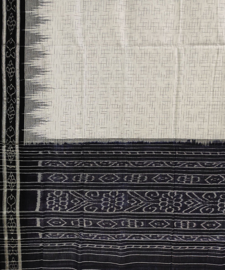 White black handwoven cotton nuapatna saree