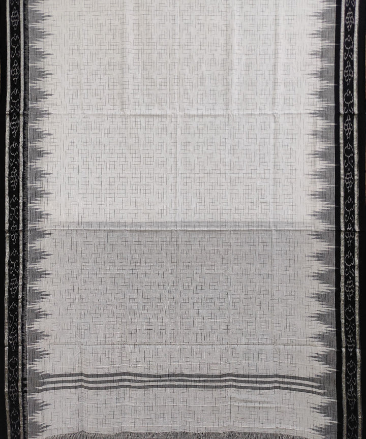 White black handwoven cotton nuapatna saree