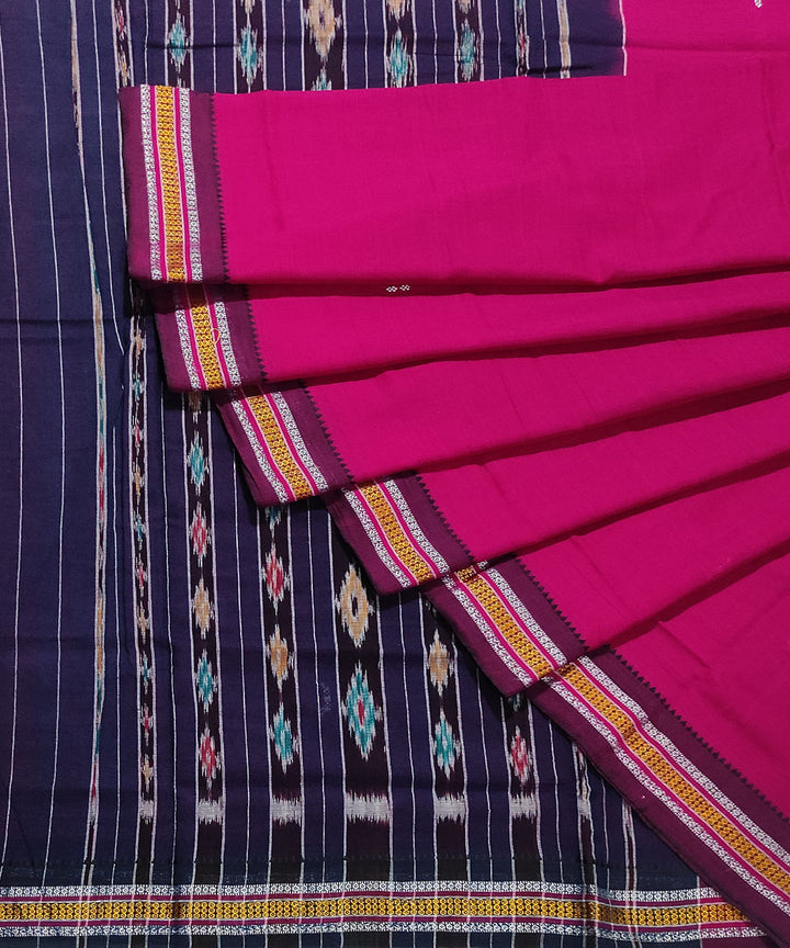 Pink black handwoven cotton nuapatna saree