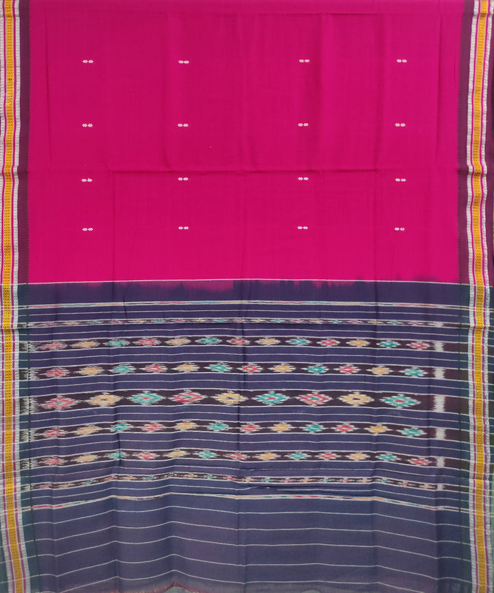 Pink black handwoven cotton nuapatna saree