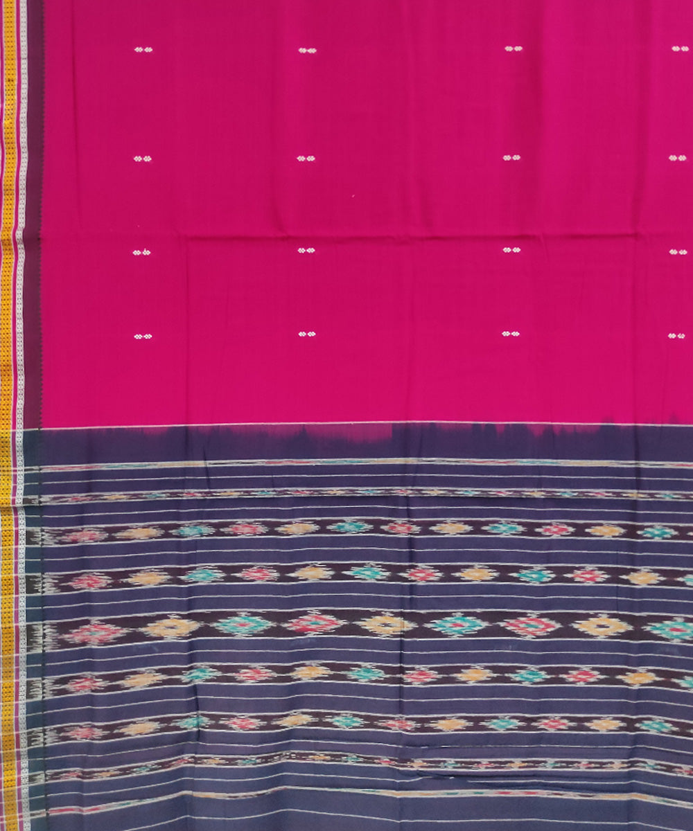 Pink black handwoven cotton nuapatna saree