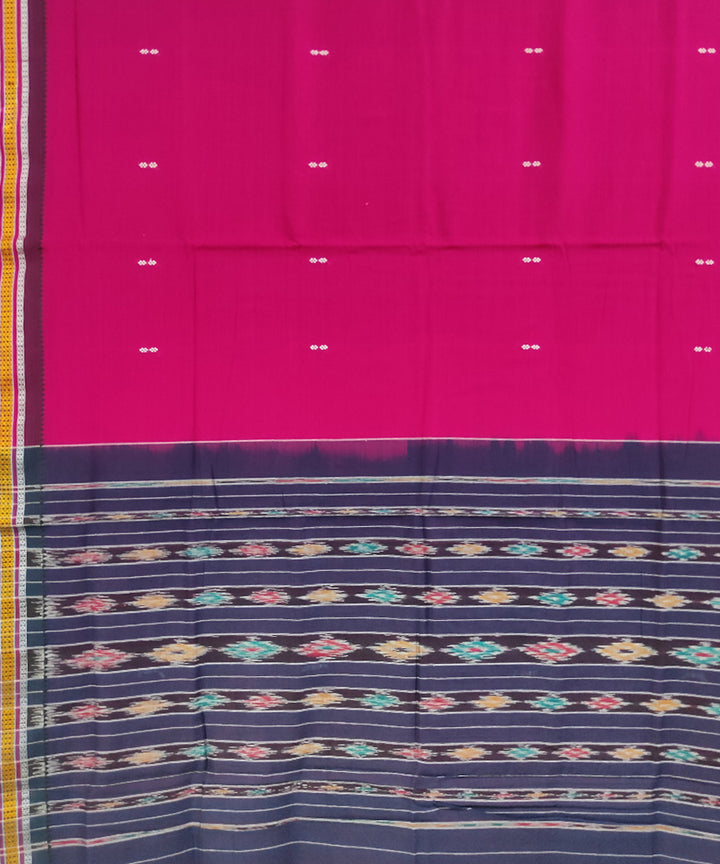 Pink black handwoven cotton nuapatna saree