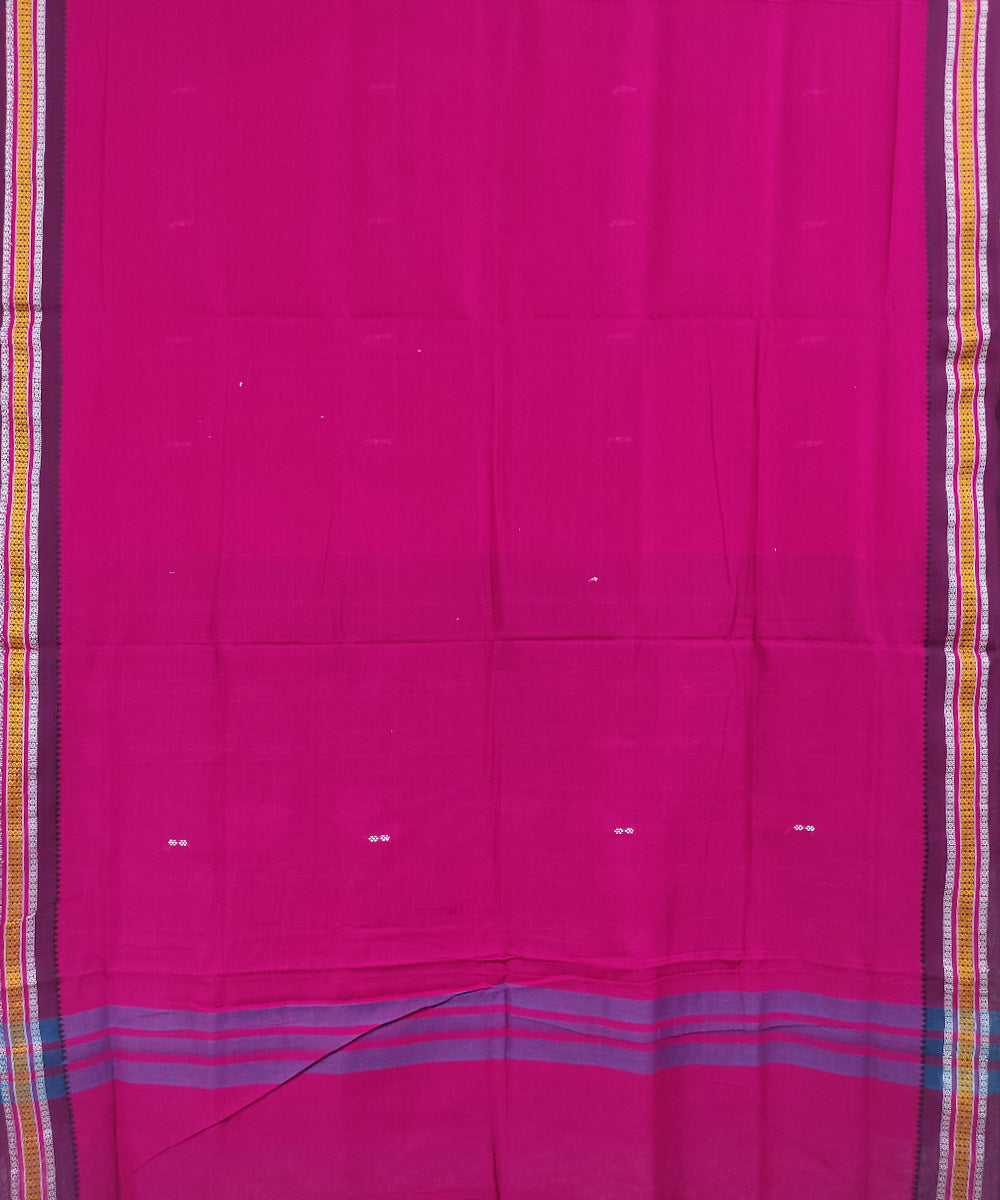 Pink black handwoven cotton nuapatna saree