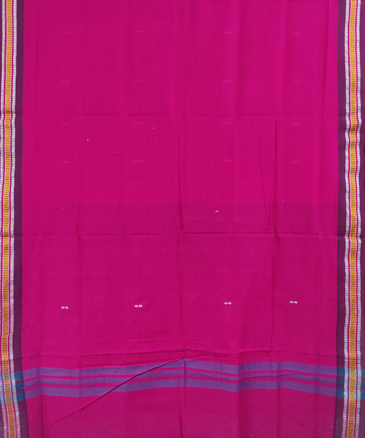 Pink black handwoven cotton nuapatna saree