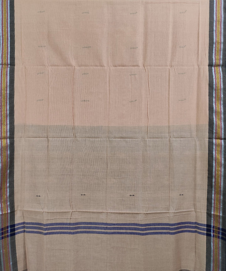 Cream black handwoven cotton nuapatna saree