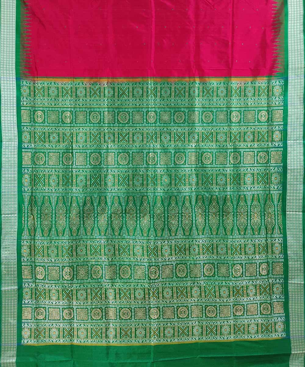 Red green handwoven silk bomkai saree