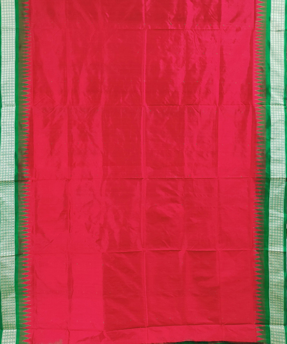Red green handwoven silk bomkai saree