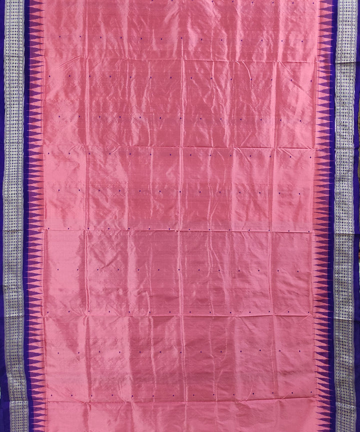 Pink blue handwoven silk bomkai saree