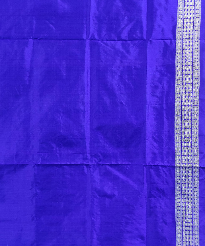 Cyan blue handwoven silk bomkai saree