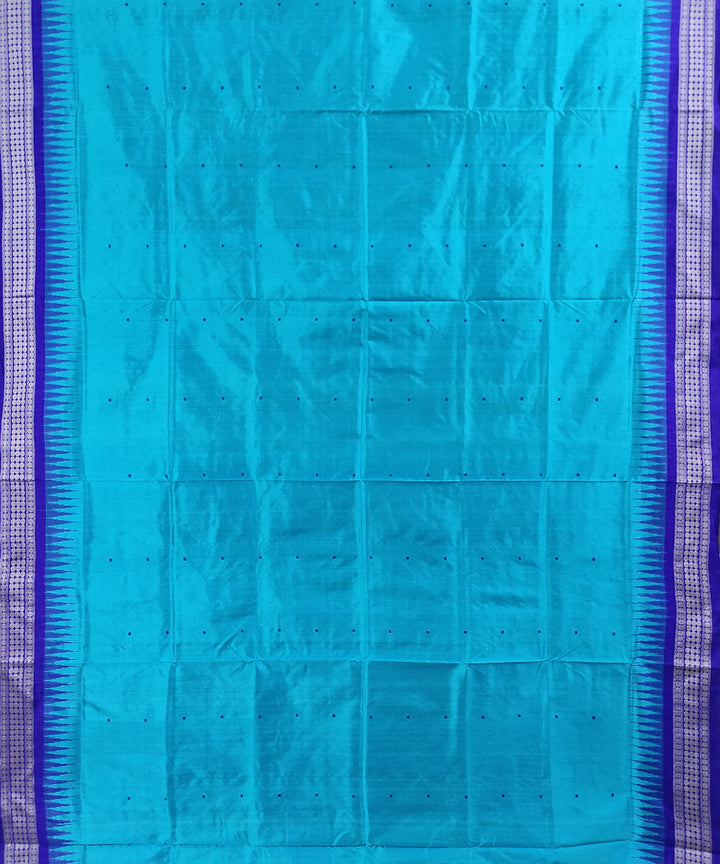 Cyan blue handwoven silk bomkai saree