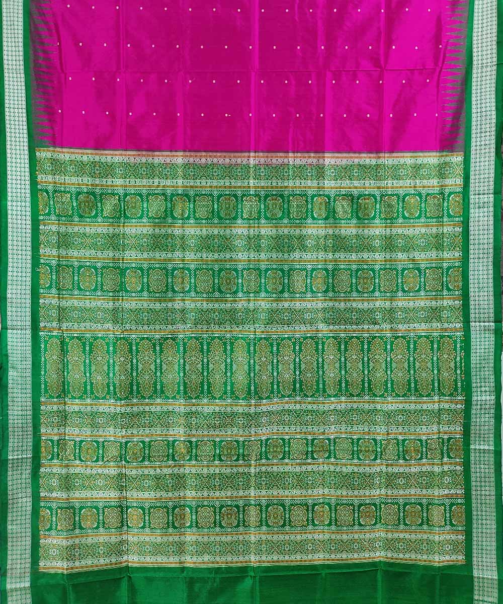 Magenta green handwoven silk bomkai saree