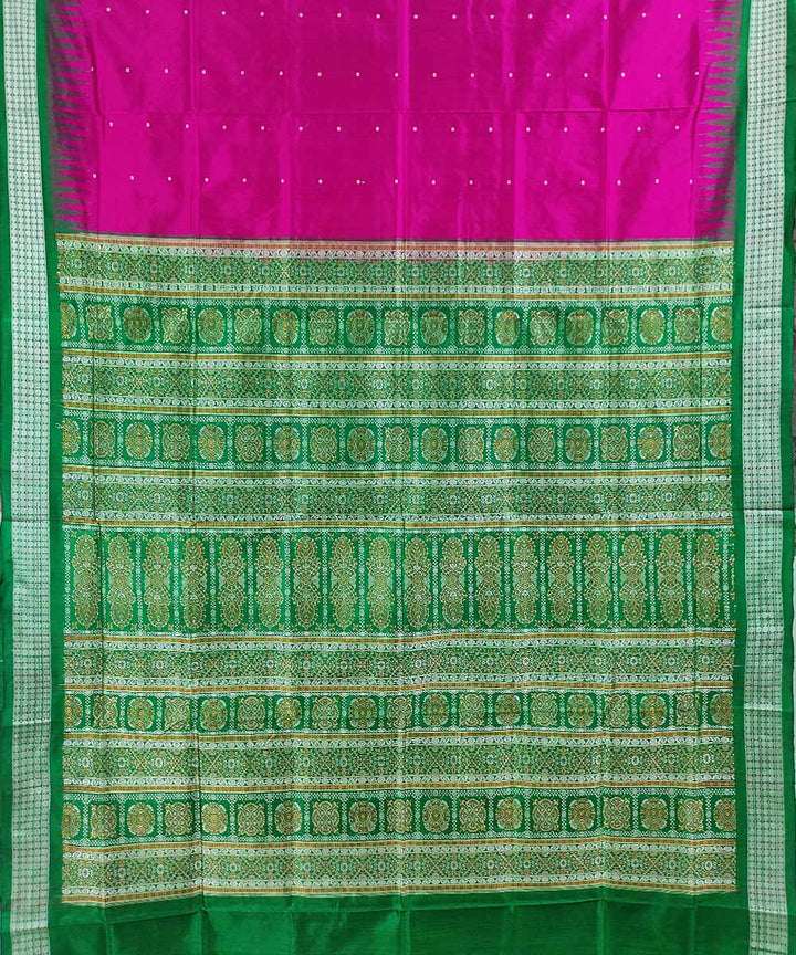 Magenta green handwoven silk bomkai saree