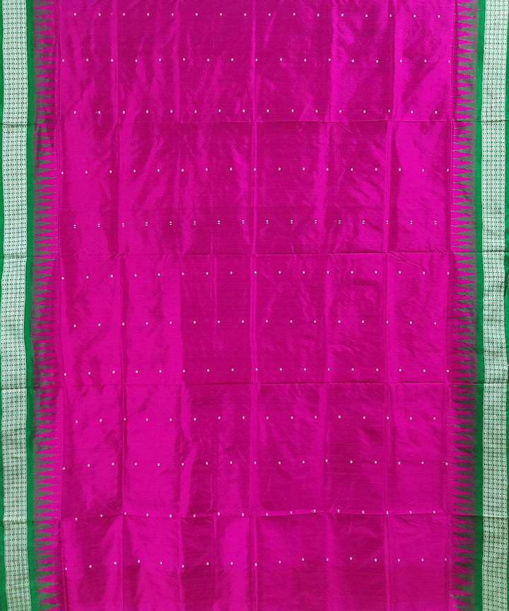 Magenta green handwoven silk bomkai saree