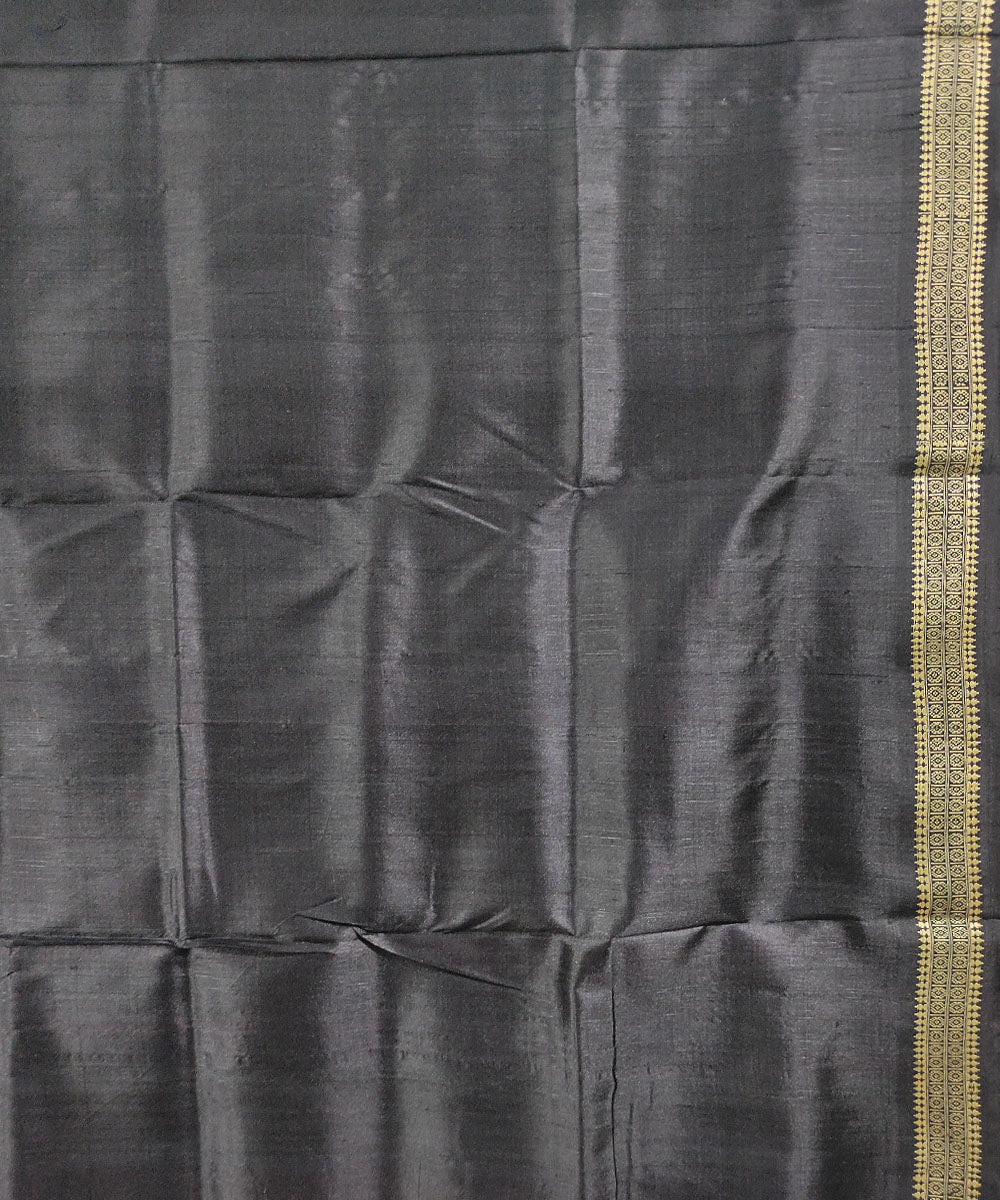 Red black hand woven cotton silk khandua saree
