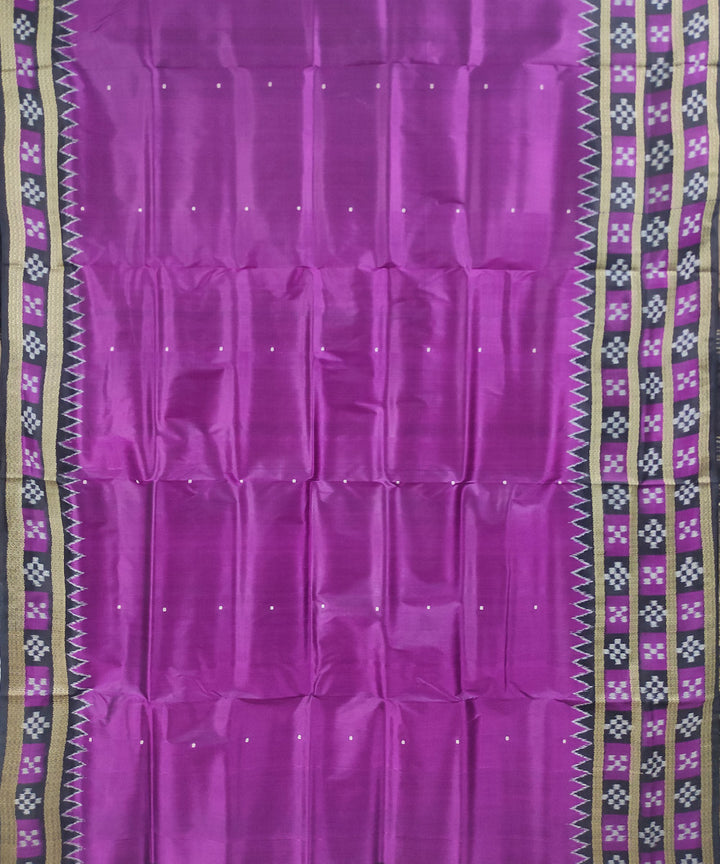 Purple black handwoven cotton silk khandua saree