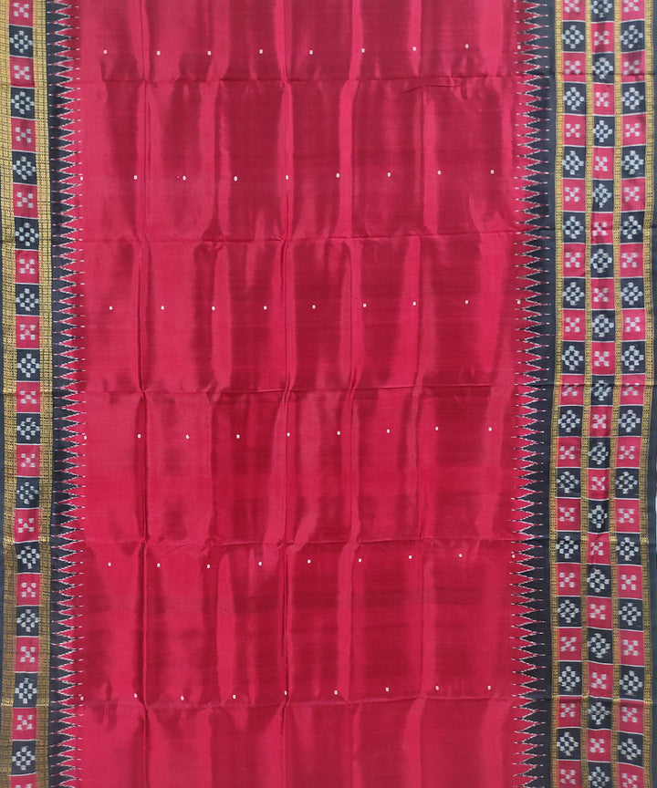 Red black hand loom cotton silk khandua saree