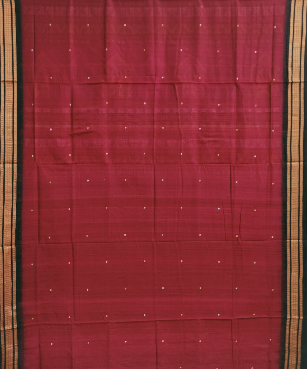 Maroon black handwoven cotton dongoria saree