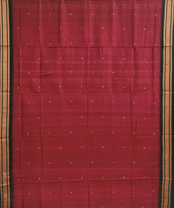 Maroon black handwoven cotton dongoria saree