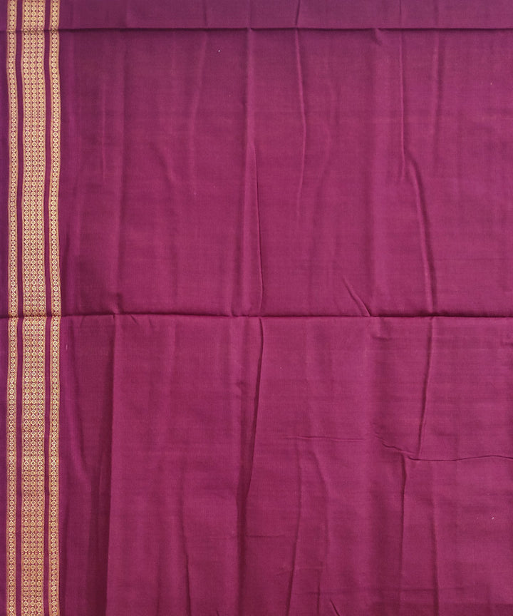 Mustard maroon handwoven cotton dongoria saree