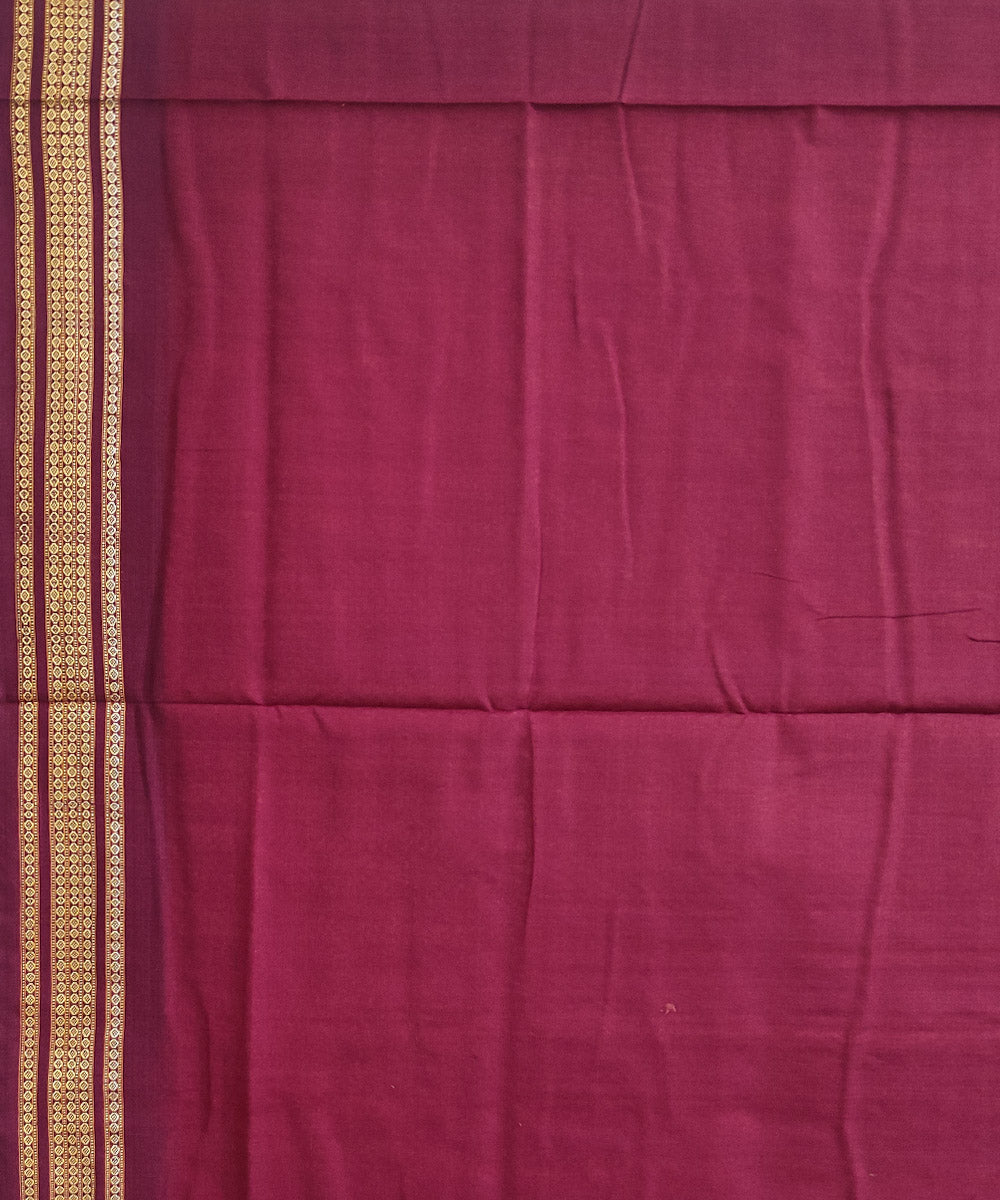 Cream maroon handwoven cotton dongoria saree