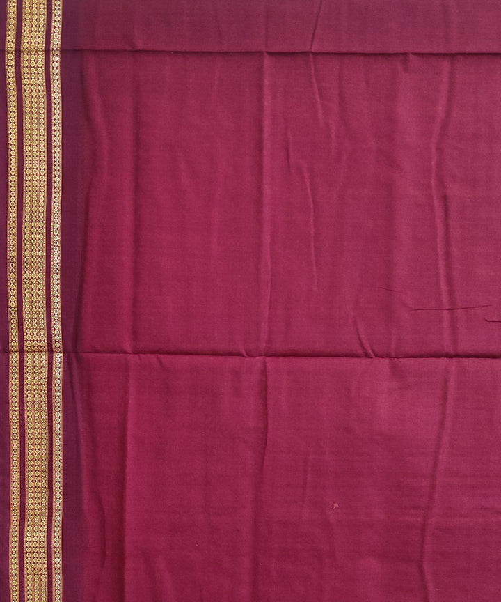 Cream maroon handwoven cotton dongoria saree
