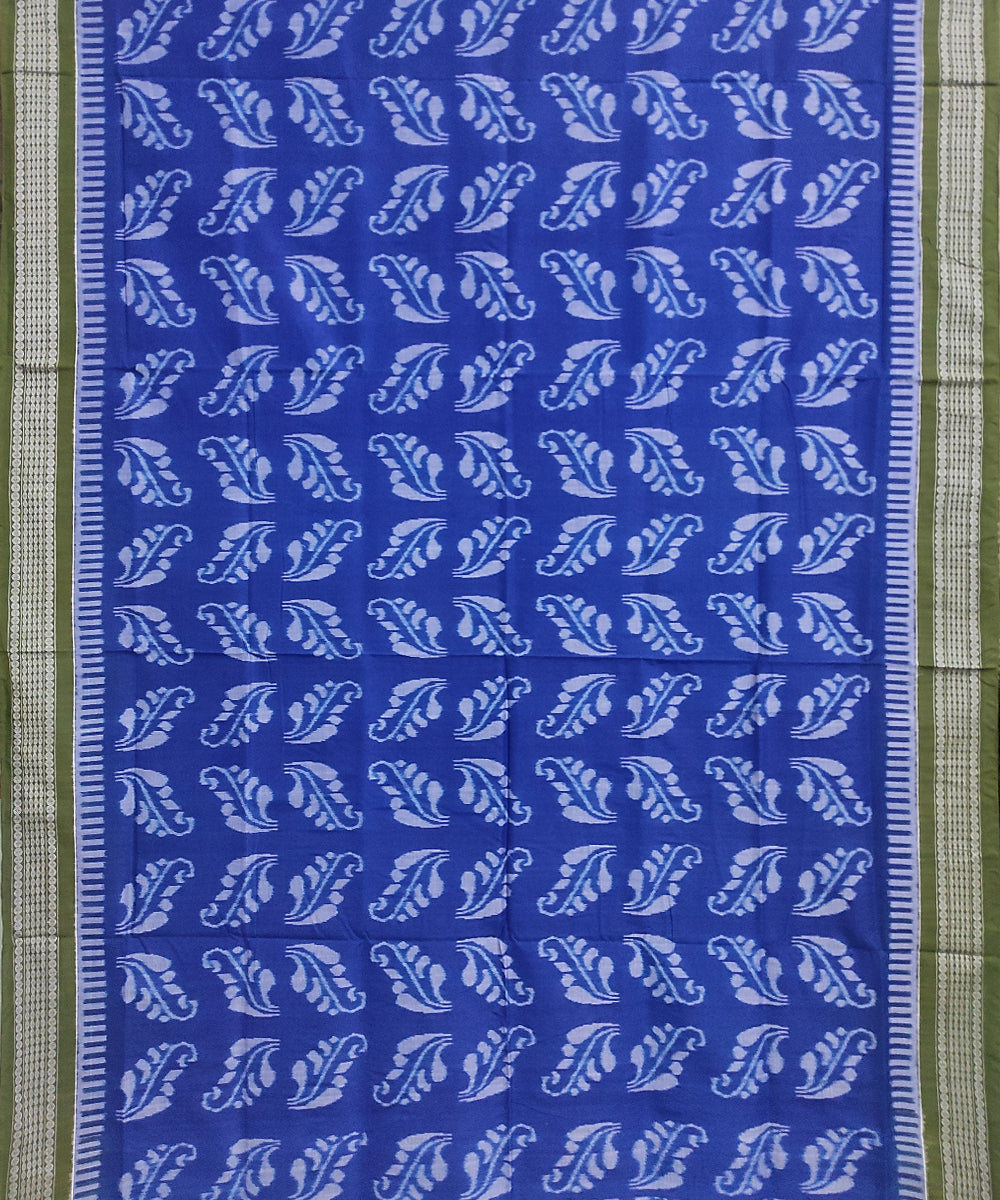 Navy blue olive green cotton handloom sambalpuri saree