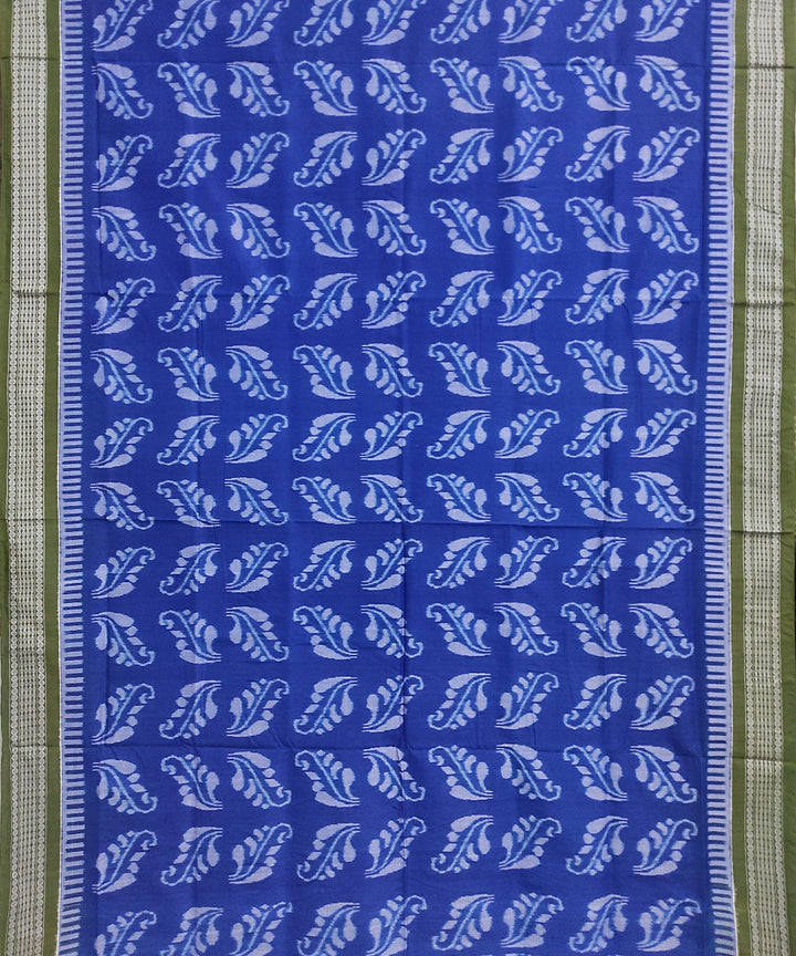 Navy blue olive green cotton handloom sambalpuri saree