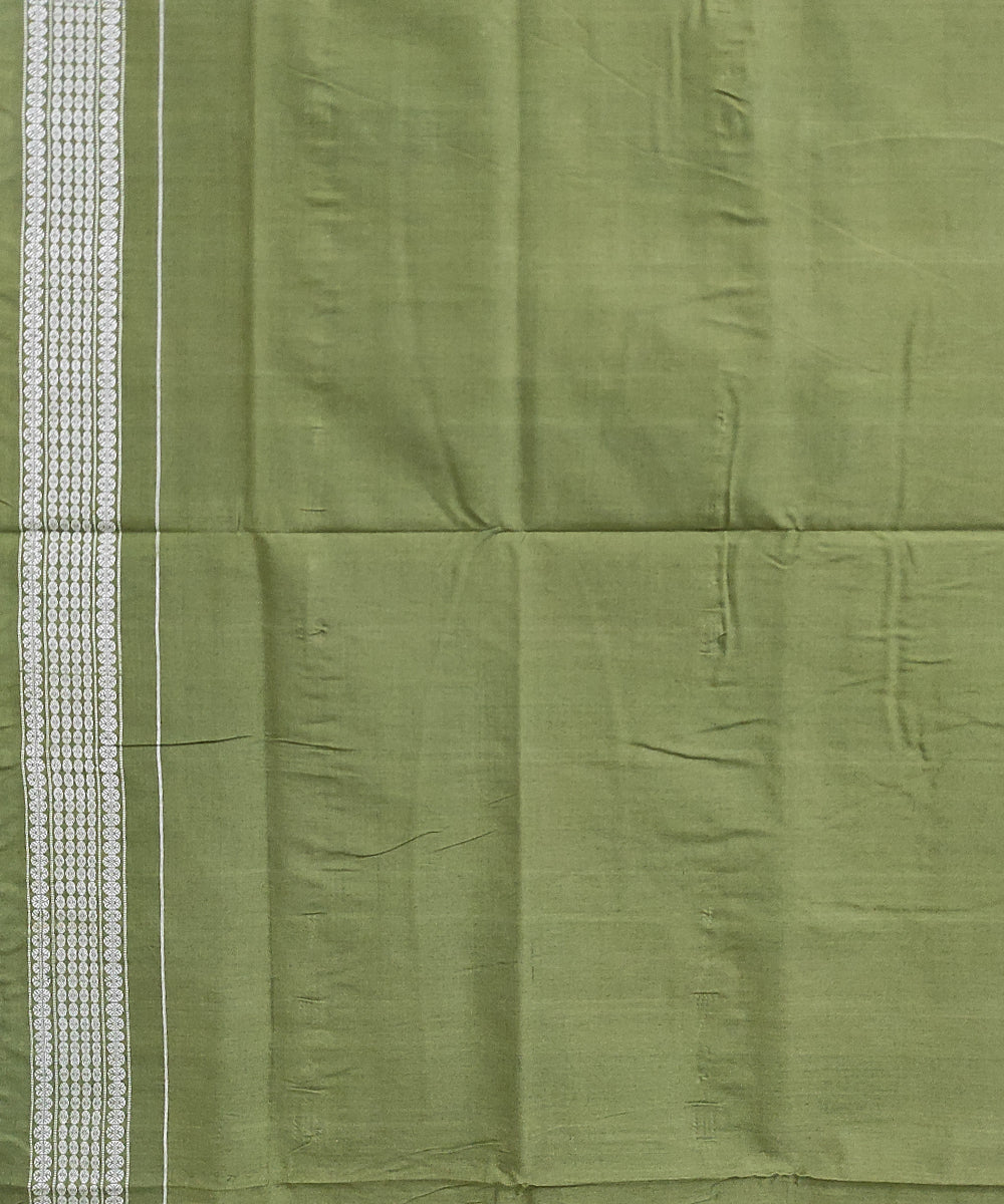 Navy blue olive green cotton handloom sambalpuri saree