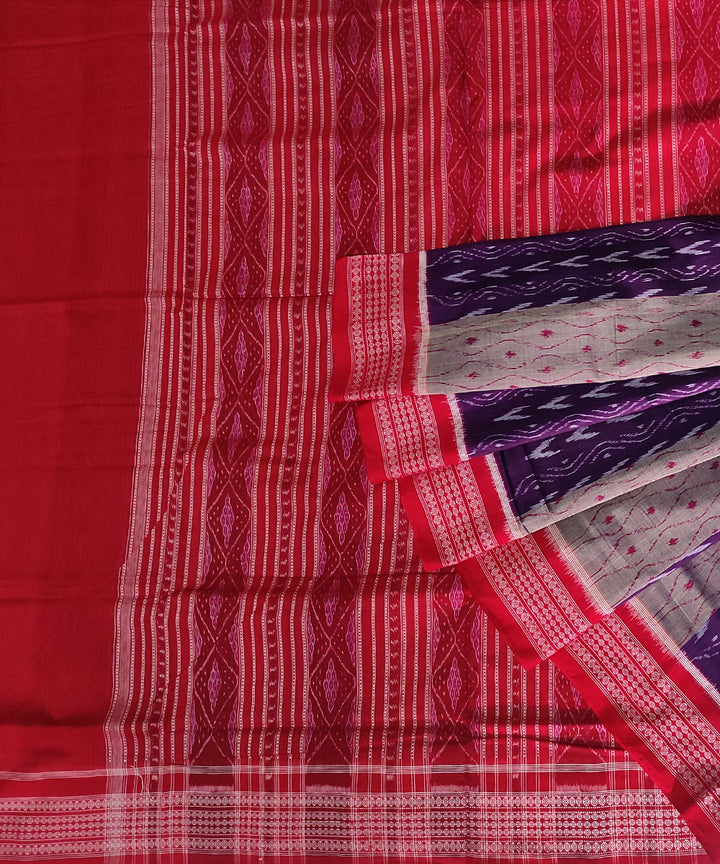 Purple red cotton handwoven sambalpuri saree