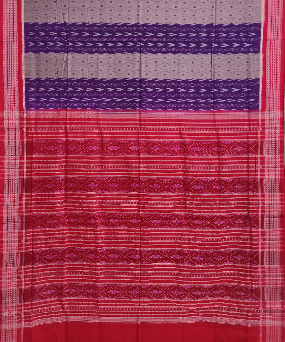 Purple red cotton handwoven sambalpuri saree