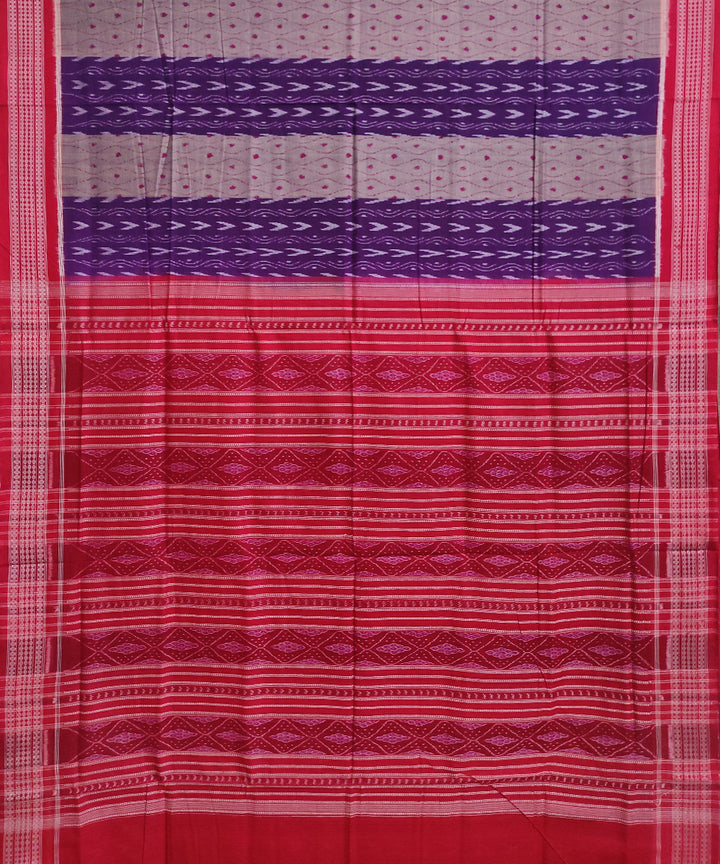 Purple red cotton handwoven sambalpuri saree