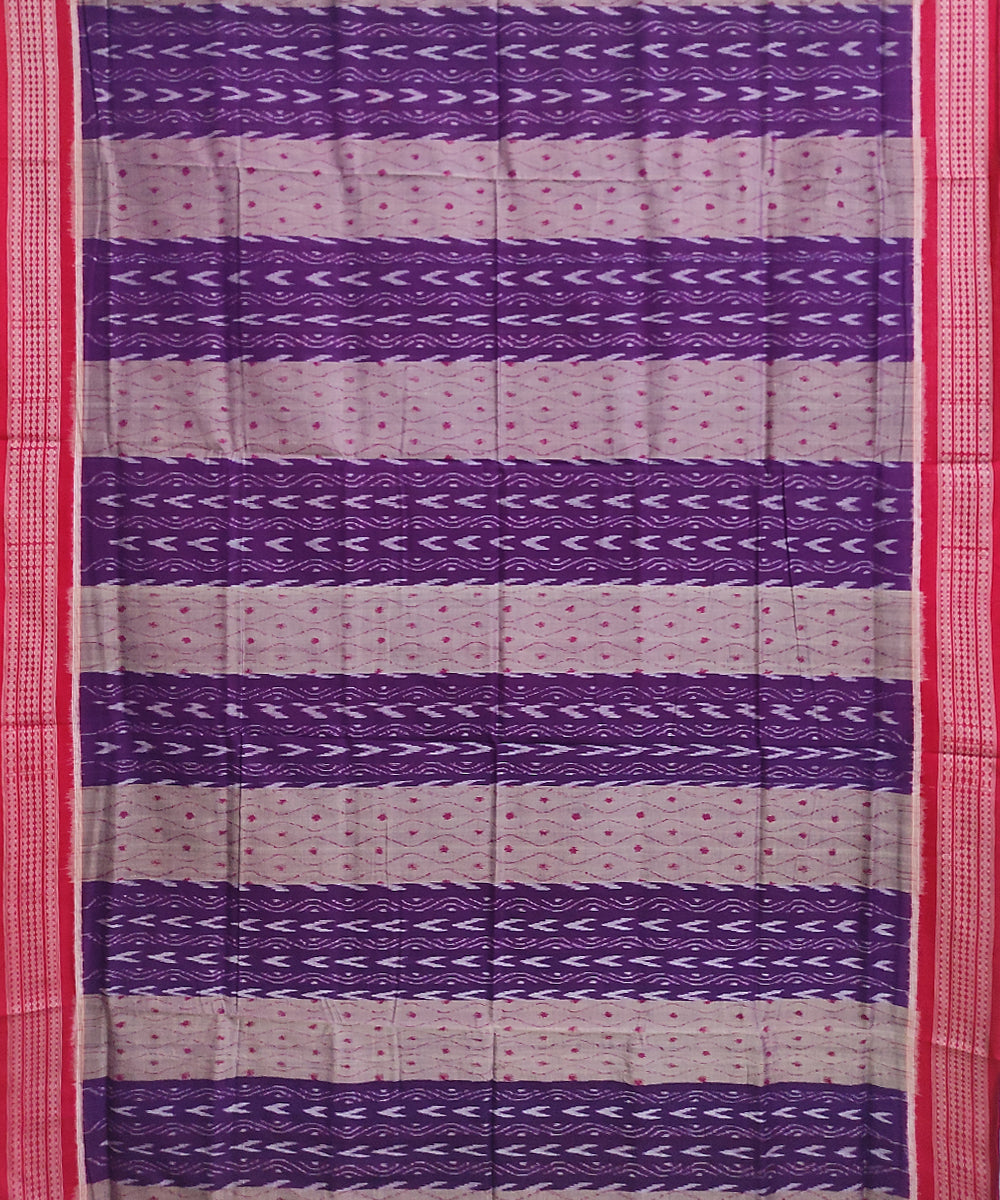 Purple red cotton handwoven sambalpuri saree