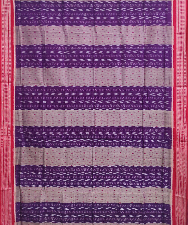 Purple red cotton handwoven sambalpuri saree