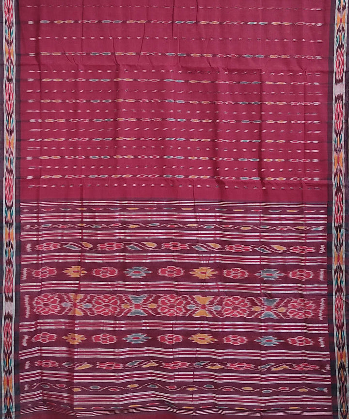 Maroon brown handwoven cotton odisha ikat berhampuri saree