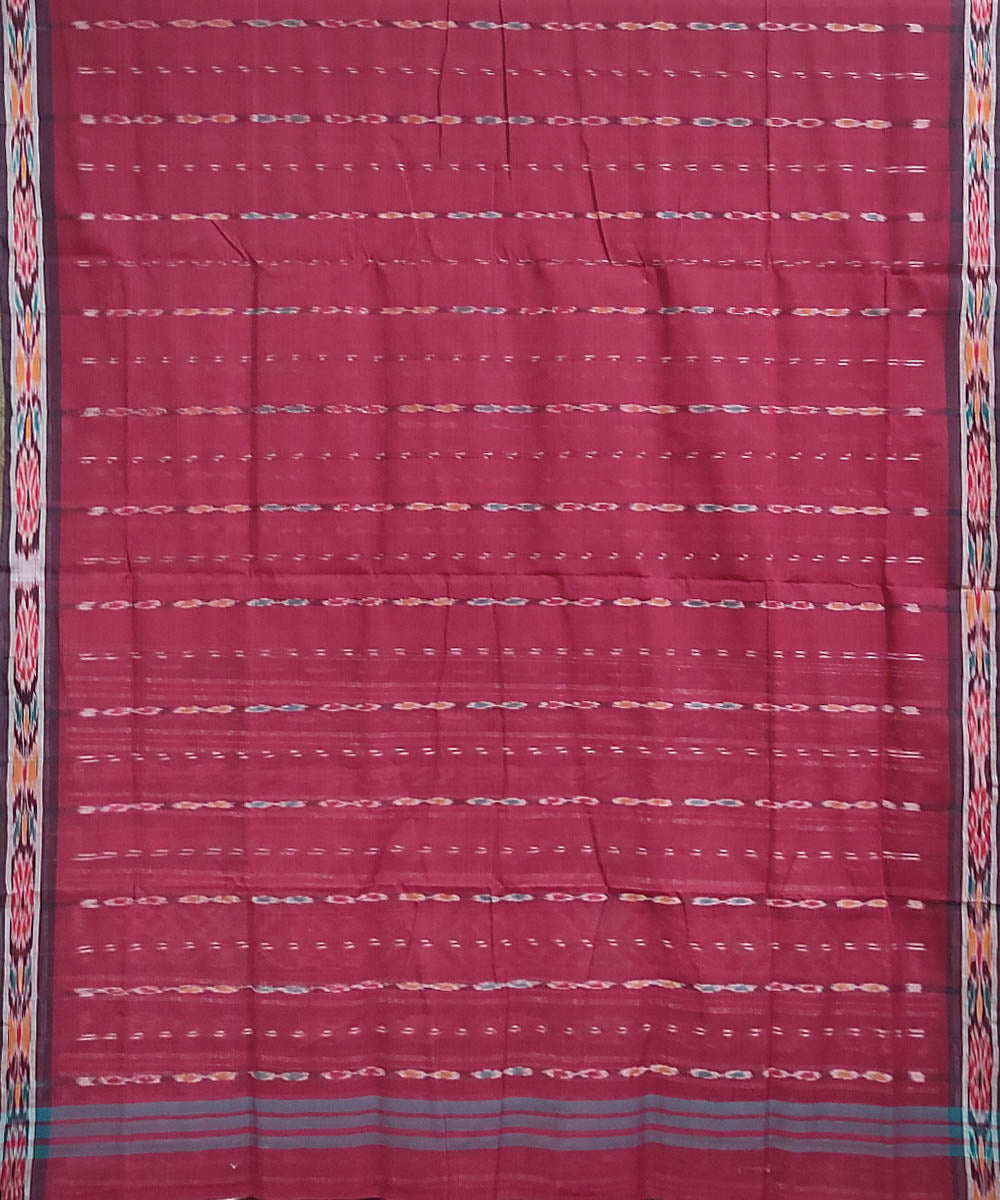 Maroon brown handwoven cotton odisha ikat berhampuri saree