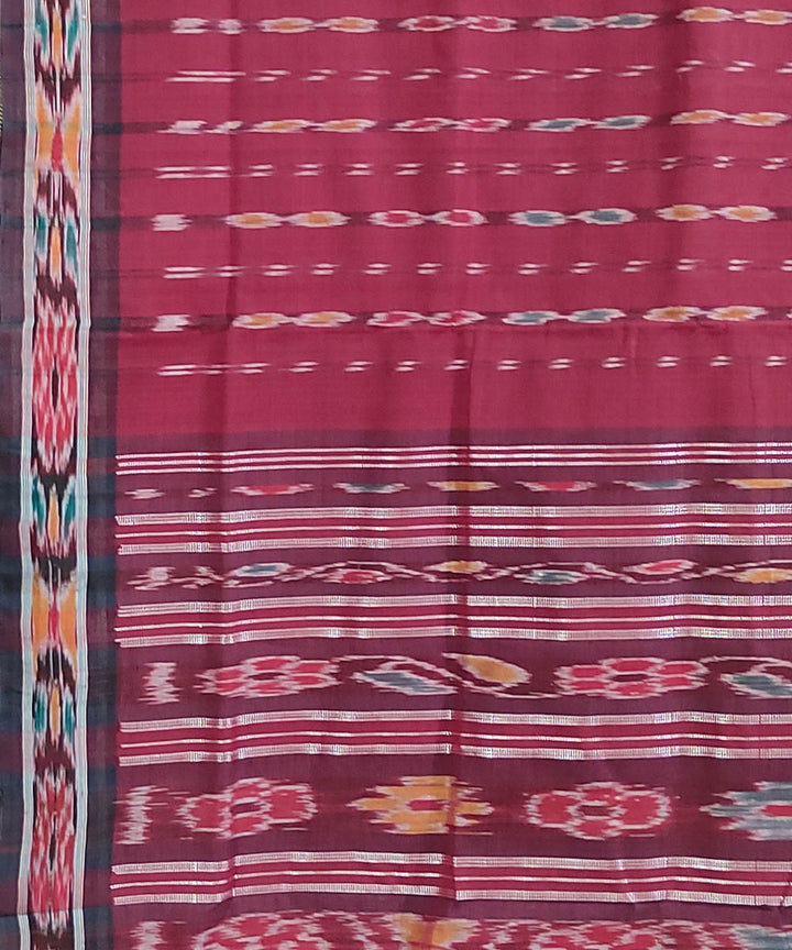 Maroon brown handwoven cotton odisha ikat berhampuri saree