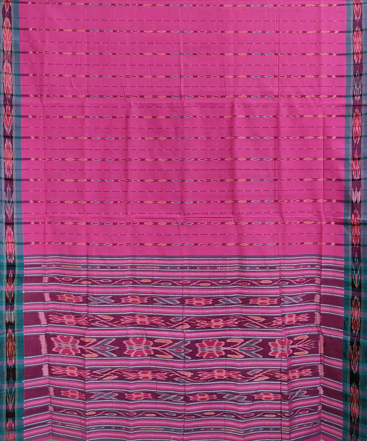 Pink blue handwoven cotton odisha ikat berhampuri saree