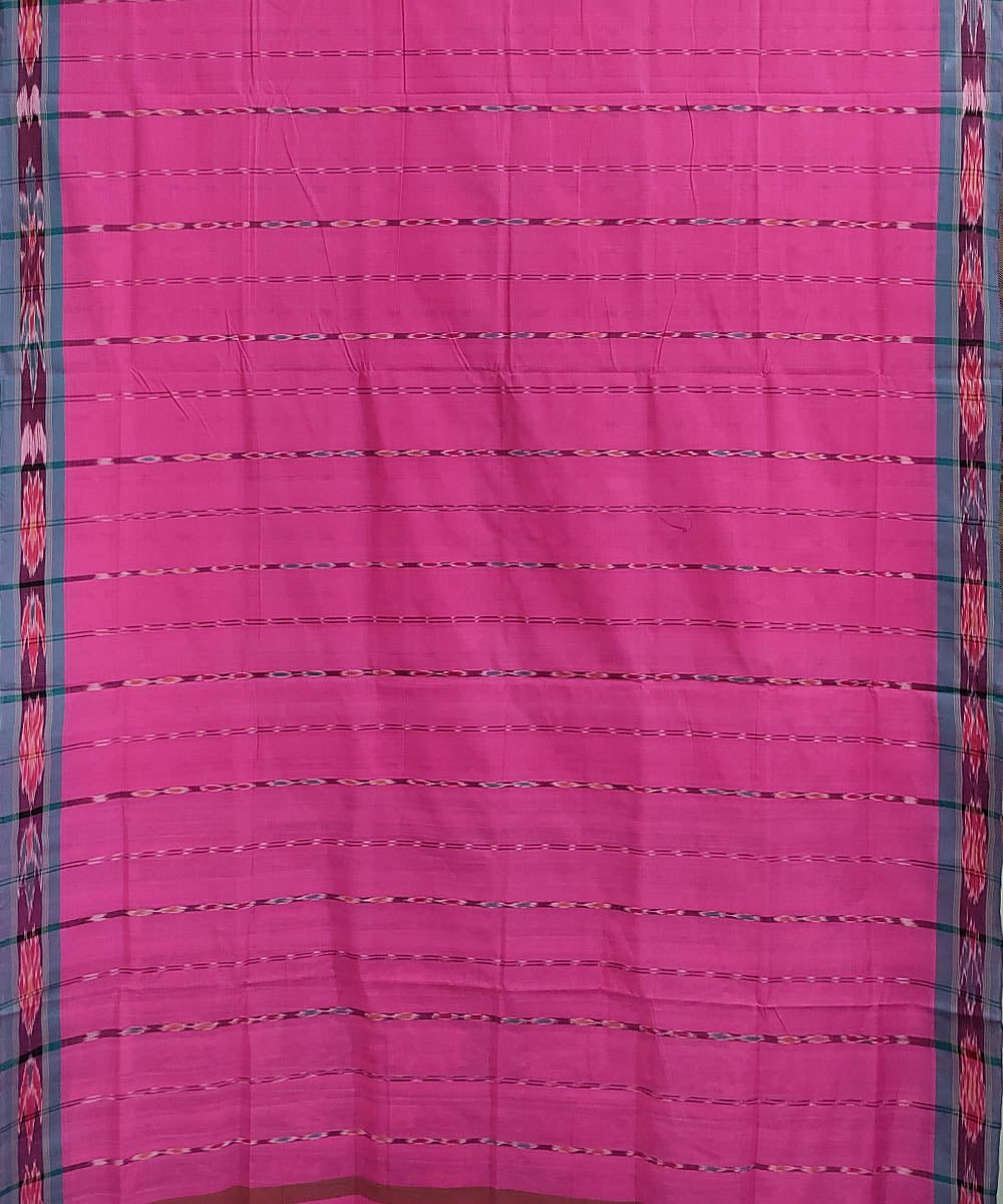 Pink blue handwoven cotton odisha ikat berhampuri saree