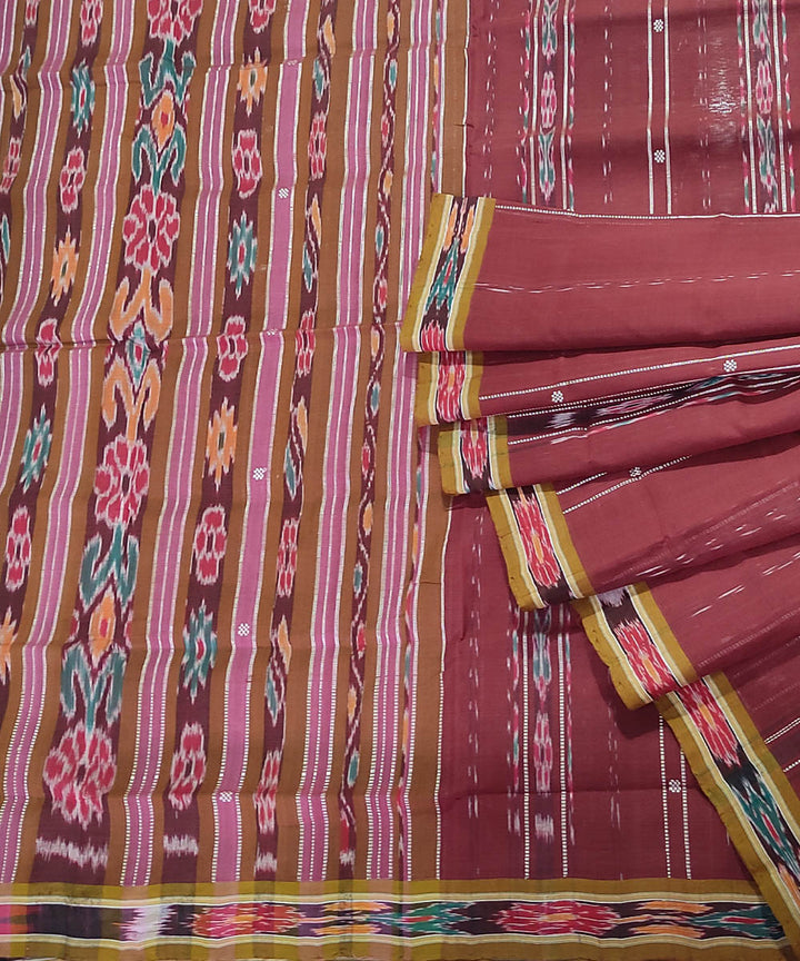 Brown handwoven cotton odisha ikat saree